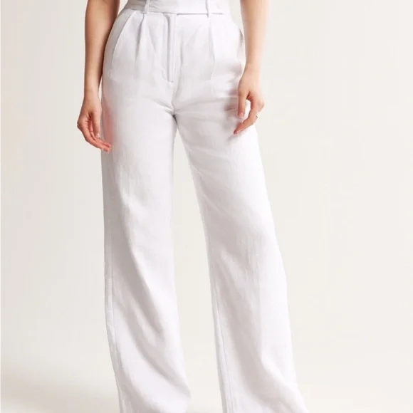 Abercrombie & Fitch White Wide Leg Pants - Picture 2 of 11